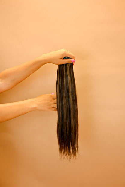 Extension Premium Clip-in Kinky Straight Marron Clair
